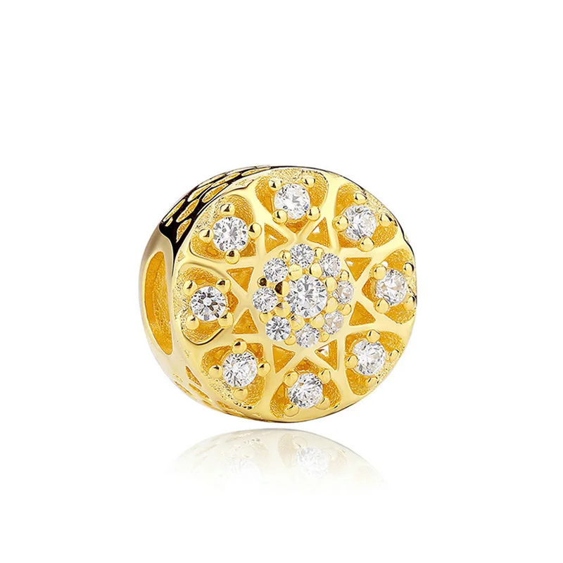 Authentic 925 Sterling Silver Bead Shine Blooming Flowers Charm Fit Fashion Women Pandora Bracelet Bangle Gift DIY Jewelry | Украшения и