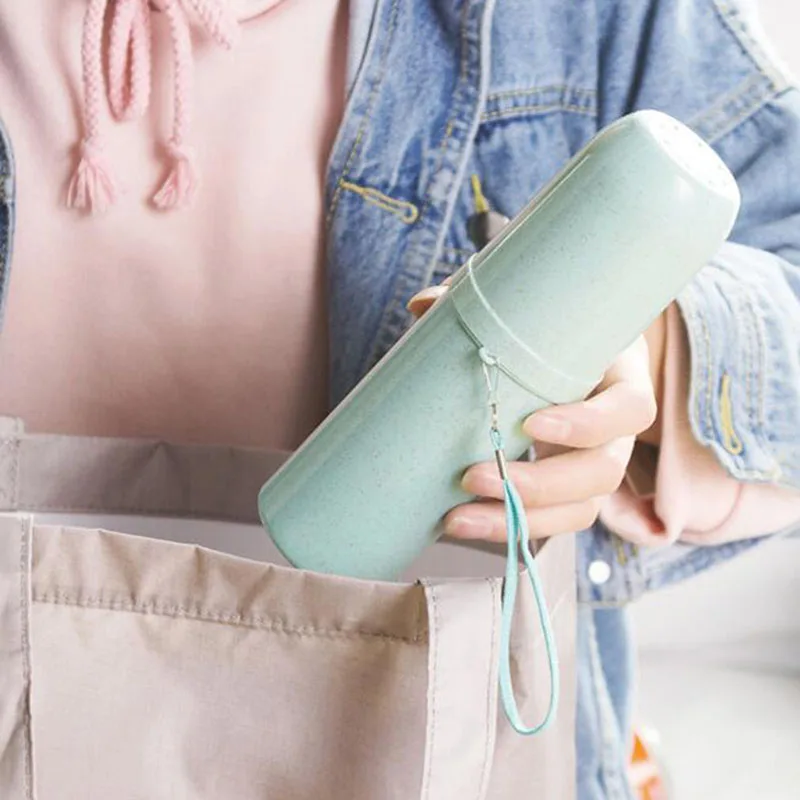 New Portable Eco-friendly Bathroom Tool Travel Supplies Toothbrush Cup Dual Use Tooth Mug Plastic Toothpaste Holder Cups