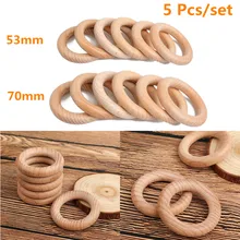 Anneaux de dentition en bois de hêtre sans BPA, 53mm/70mm, 5 pièces, pour bébé, fabrication de colliers et de bracelets