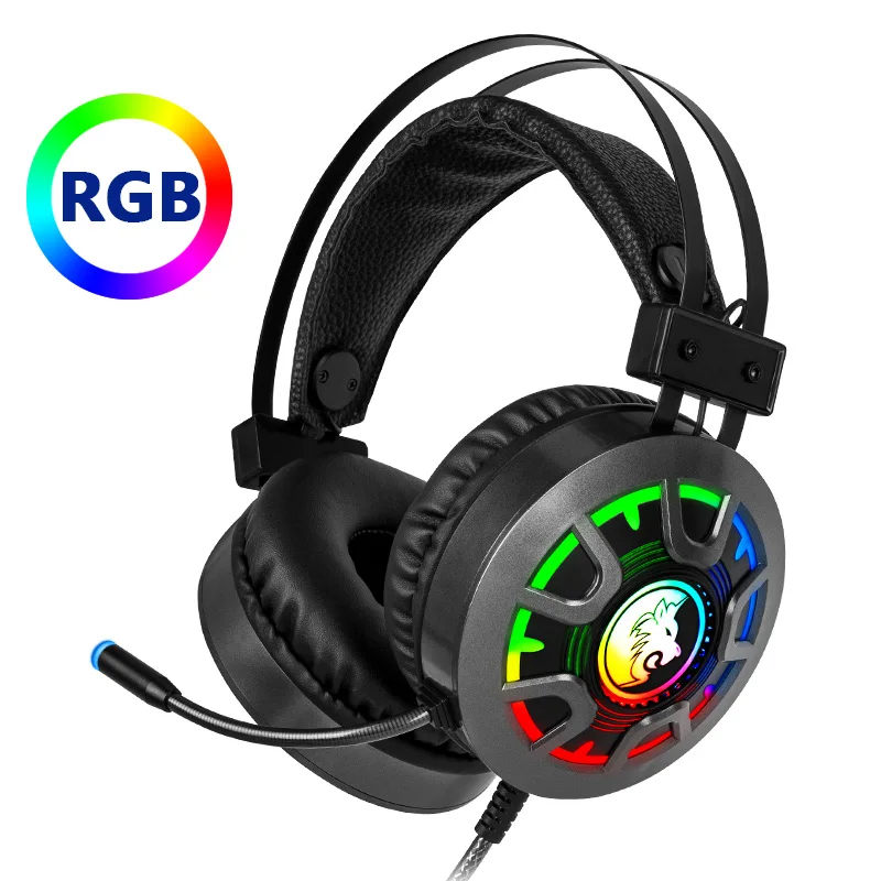 Игровая гарнитура наушники с микрофоном Depp Bass Surround Sound RGB светильник 3 5 мм