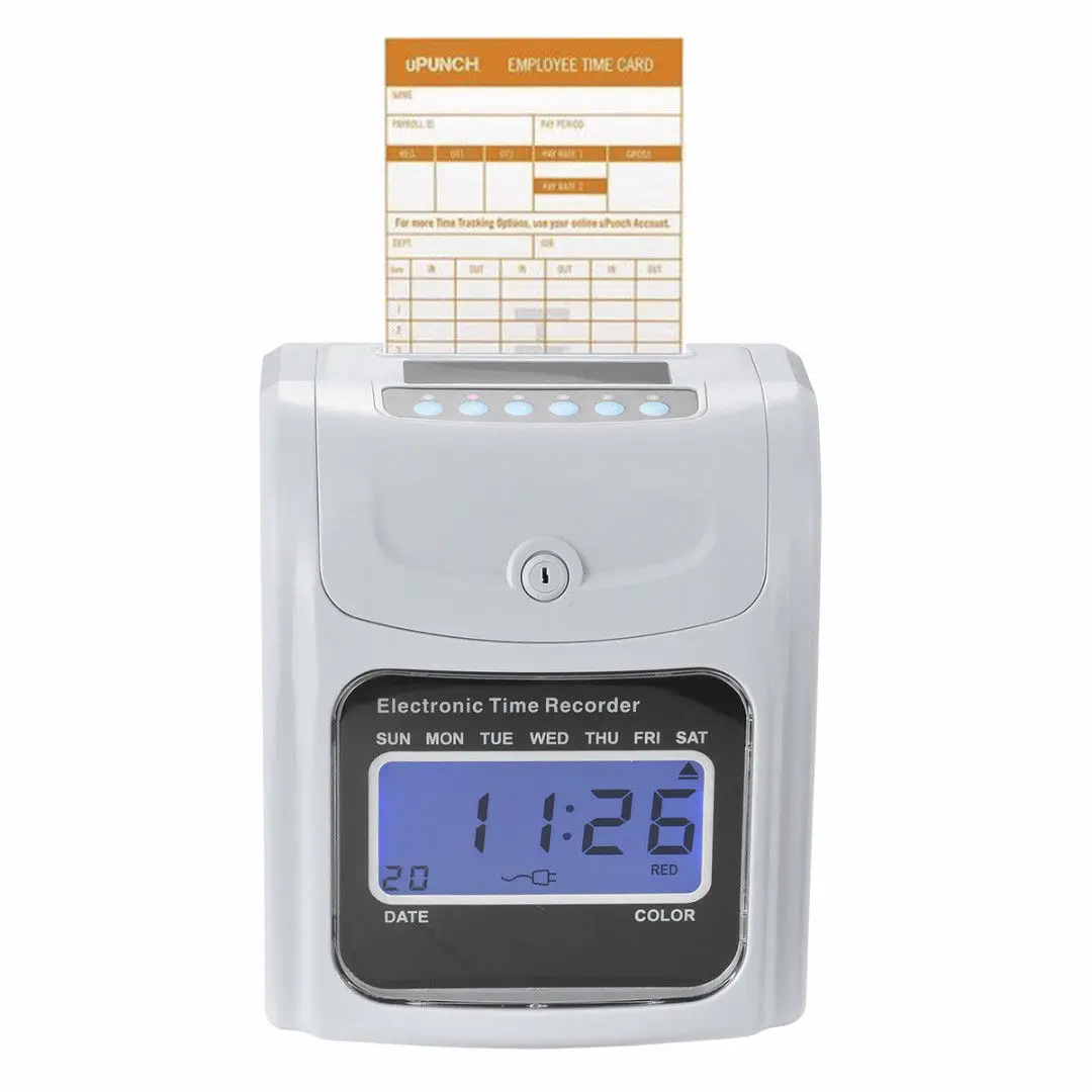 

Employee Attendance Punch Time Clock Payroll Recorder LCD Display w/ 100 Cards