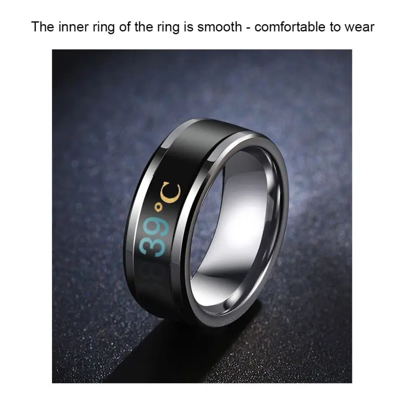 Waterproof Temperature Sense Ring Bracelet Intelligent Smart Ring Finger Wear Changing Color Temperature Ring Size 9-13