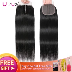 Straight Hair Lace Closure Brazilian Human Hair Utrue T Middle Part Closures Only