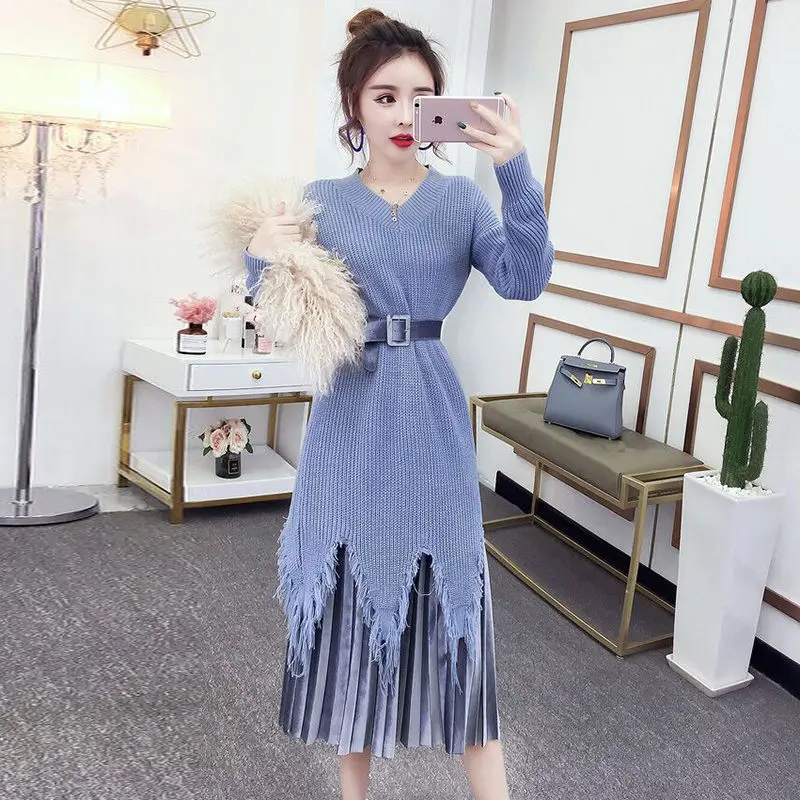 Женский костюм из двух предметов Осень-зима 2021 корейское модное трикотажное