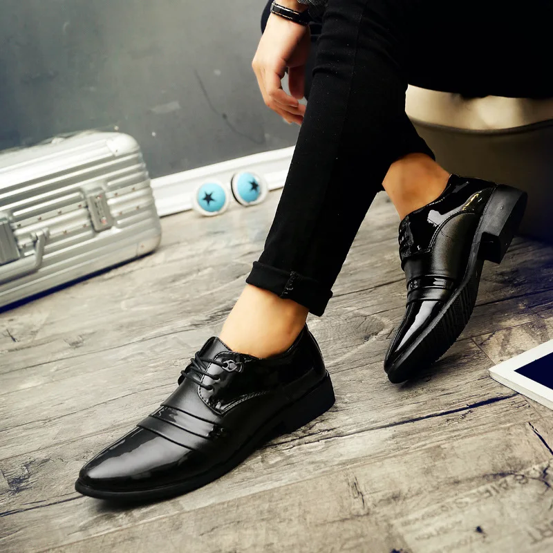 Spring Summer Men Formal Wear Business Small Leather Shoes England Black Tip Korean-style Bandage Cloth Breathable Comfortable C