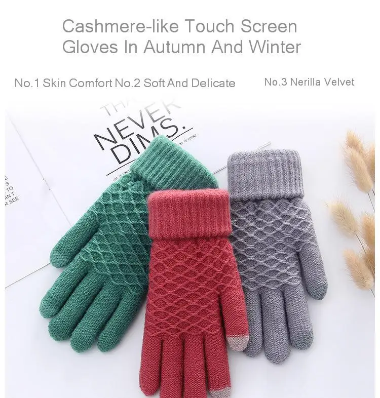 Перчатки зимние Guantes Invierno Mujer плюс толстые теплые Neri бархатные пять пальцев Сенсорный экран Eldiven Modis Gants Femme варежки
