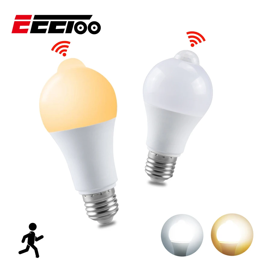 EeeToo умный Ночной светильник с датчиком движения, светодиодный ночник, 85-265 в, E27, 12 Вт, 15 Вт, 18 Вт, 20 Вт, с сумерками до рассвета, умный светильник s для прихожей