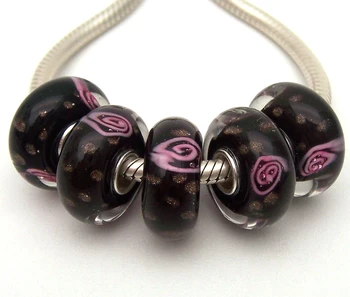 

JGWG987 5X 100% Authenticity S925 Sterling Silver Beads Murano Glass beads Fit European Charms Bracelet diy jewelry Lampwork