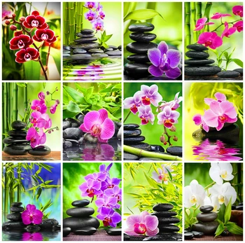 

Huacan Full Square/Round Diamond Painting Flower Diamond Embroidery Sale Orchid 5D DIY Mosaic Decor For Home