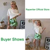 Hand Painted Green Skirt Girls Summer Chic FLORAL Printed Mini Skirts Women Casual Streetwear 5