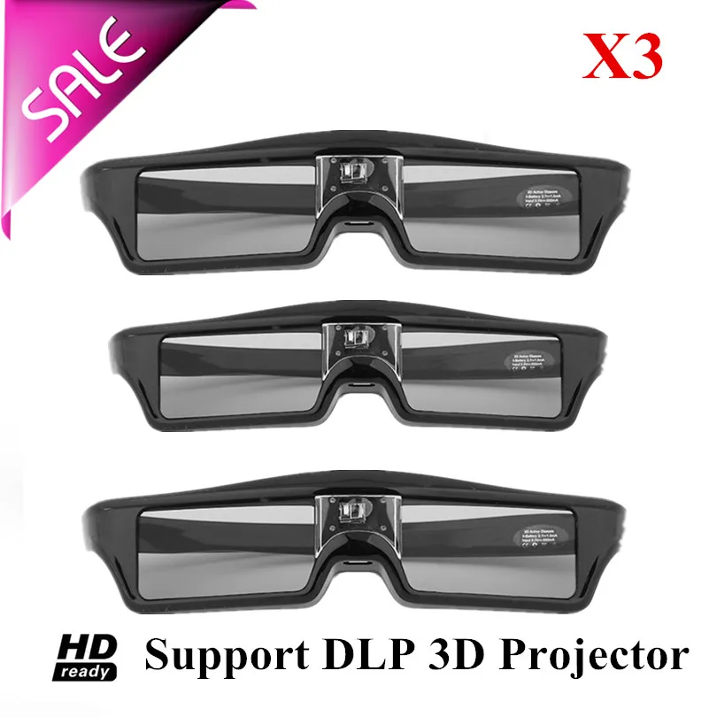 3 шт DLP-Link 96 Гц-144 Гц USB перезаряжаемые 3D активные очки затвора совместимые DLP 3D проектор портативные 3D очки