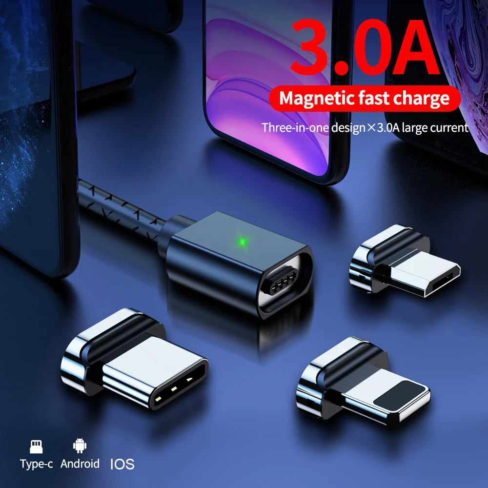 Магнитный кабель Micro USB Udyr 3A для iPhone 11, XR, samsung, S10, huawei, Xiaomi, шнур для быстрой зарядки и передачи данных, магнитный кабель type-C для телефона