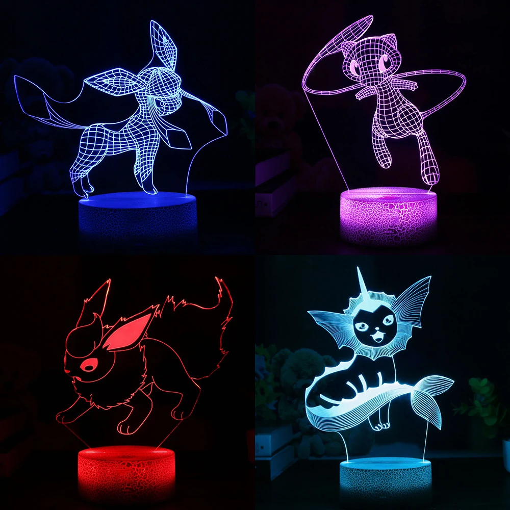 Мультяшная игра Покемон 3D лампа Eevee декоративная настольная лампа Umbreon Vaporeon Espeon роль Красочный ночник детский подарок