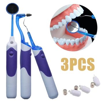 

3pcs/set Durable LED Dental Oral Clean Mirror Stain Eraser Tooth Polisher Plaque Remover Kit Teeth Cleaning Oral Care Tool