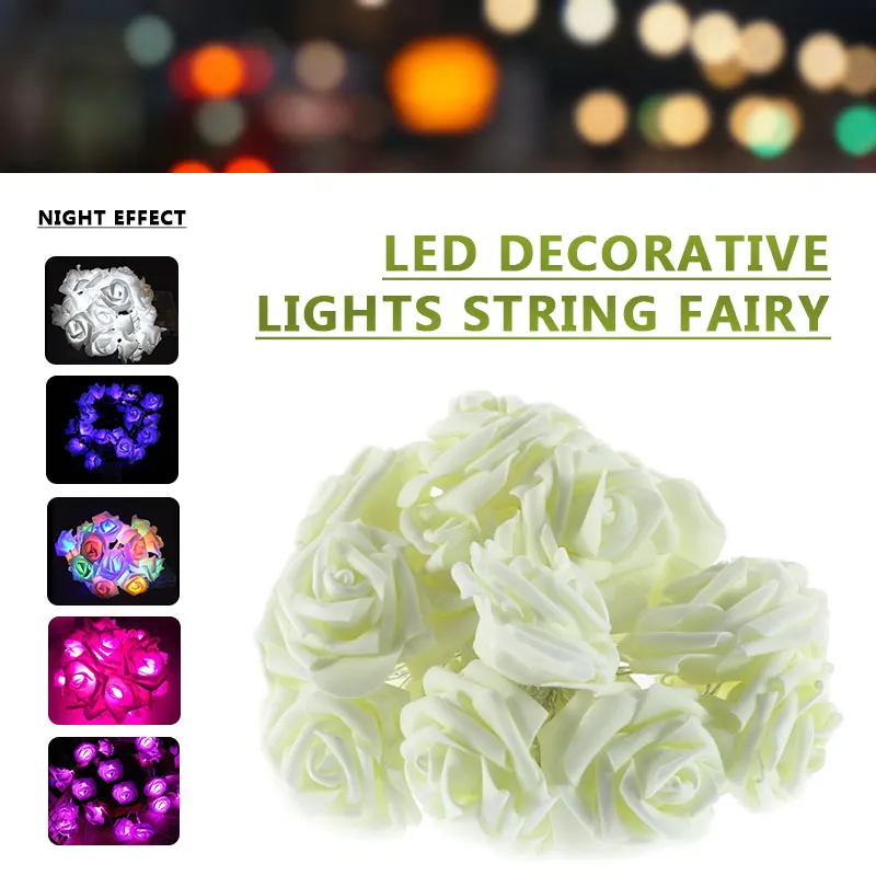 Rose Led 2 Meter Home& Garden Wedding Romantic Lighting Chains 20LED with Battery Curtains String Lights Outdoor Party Light