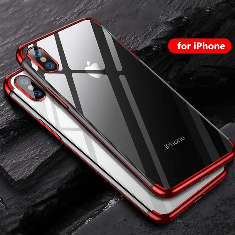 Ультратонкий чехол для телефона iPhone 7 8 Plus 6 6S Чехол Телефона TPU анти-шок синяя