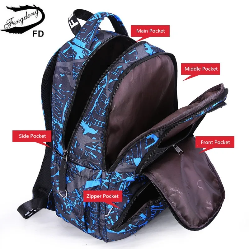 Fengdong high school backpack College Student school backpack big School Bags for Teenage boys Casual Sports backpack Rucksack 3