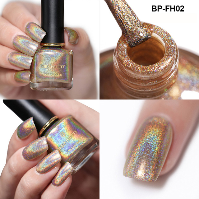 PRETTY Holographic Nail Polish Rainbow Polish 6ml Laser Varnish Shining Glitter Nails 3-in-1 Water Based Nagel Kunst Lak