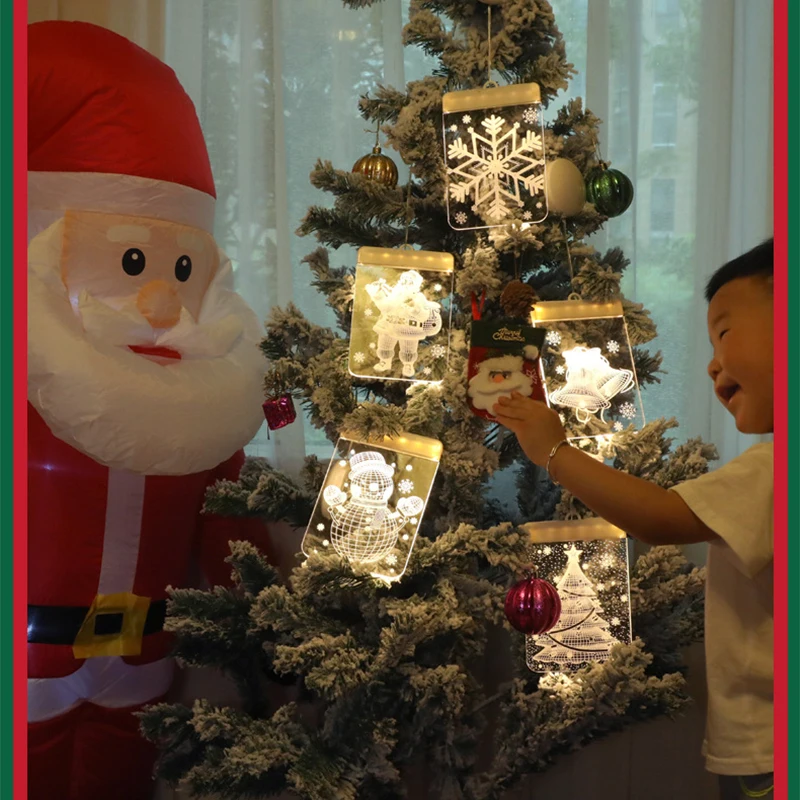 New Christmas Tree LED Night Lights Christmas Decorations Snowman Home Christmas Ornaments Hanging Lights USB New Year 2022