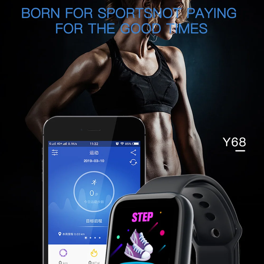 Умные часы Y68, водонепроницаемые, Bluetooth, спортивные, умные часы для мужчин, для IPhone, Xiaomi, фитнес-трекер, монитор сердечного ритма, для женщин 5