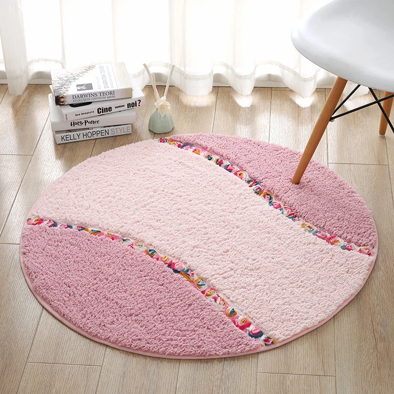 Супер-волокно Сельский круглый компьютерный стул коврик поворотный стул корзина ковер гостиная замша Противоскользящий круглый ковер