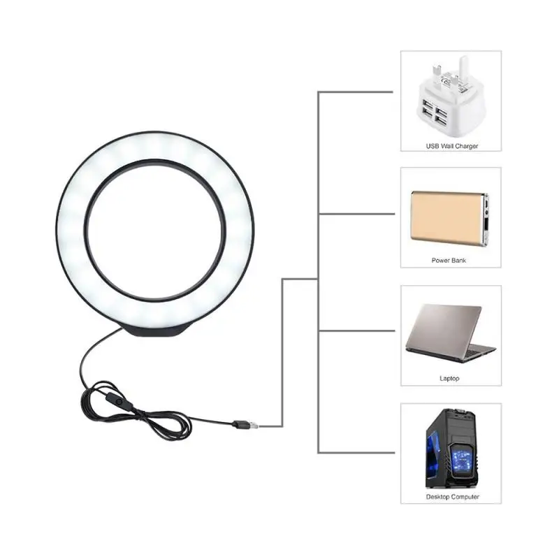 1pc PULUZ 4.7 Inch 12cm USB LED Ring Light Vlogging Photographic Video Lighting For Yutube Live Video Makeup Ring Lamp