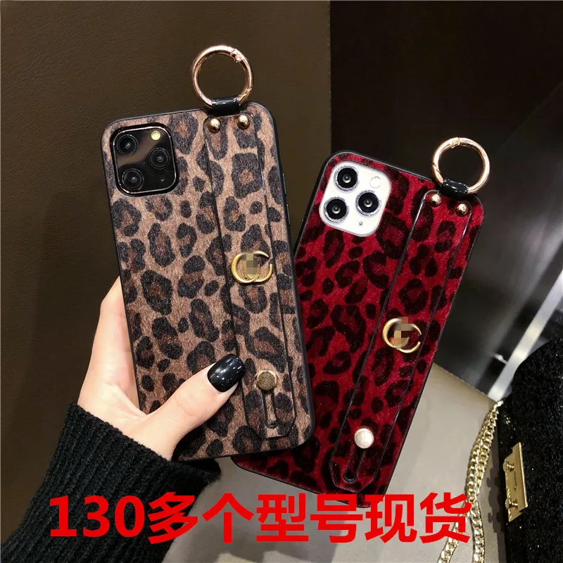

case for iPhone 11 XR 7 8 11 Pro Max X XS Max Plus 6 6s leopard print wrisband kickstand soft cover