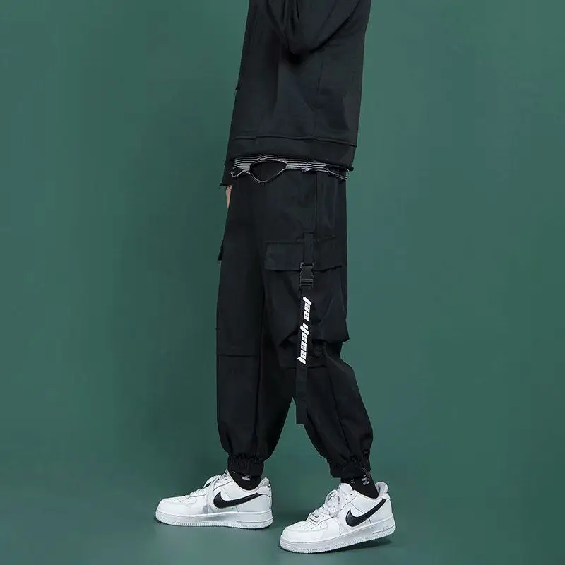 mens cargo trousers Black Cargo Pants Men's Fashion Loose Tappered Casual Pants Pink Hip Hop Sports Pants Japanese Streetwear Pants Cargo Sweatpants cargo pants with straps Cargo Pants