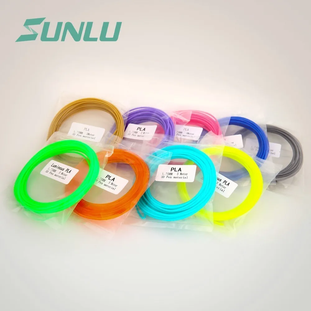 SUNLU 3D Ручка накаливания PCL 1,75 мм 10 цветов 50 м полностью с низкой температурой для защиты рук и тела