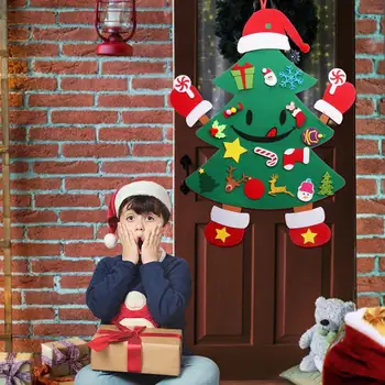 

Cute 3ft DIY Felt Christmas Tree Smile Ornaments Children Gifts Wall Hanging Xmas Party Decoration New Year Navidad 2020