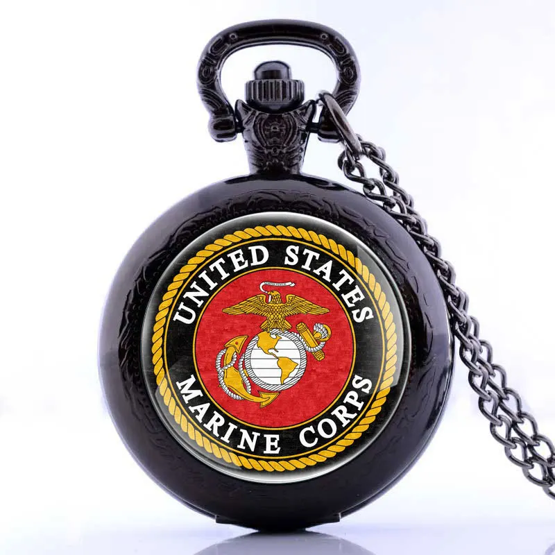 USMC Black День ветеранов армии USMC США морской корпус карманные часы Бронзовый черный серебристый цвет доступны Прямая поставка милые стационарные - Цвет: USMC Black