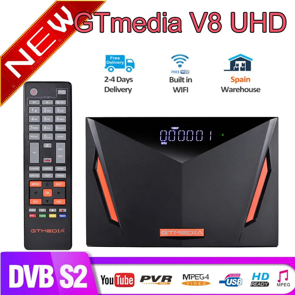 Новый Gtmedia V8 UHD DVB S2 спутниковый ТВ приемник встроенный wifi питание от NOVA upgrade receptor