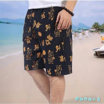 

Summer Cyan Men Artificial Cotton Shorts Trunks Beach Shorts Bourette Pajamas jia ju ku Plus-sized Casual Pants