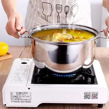 

1Pc Induction Cooker Gas Cooker Universal Milk Pot Soup Pot Bottom Stainless Steel Anti - Overflow Anti - Stick Hot Pot(Silver)