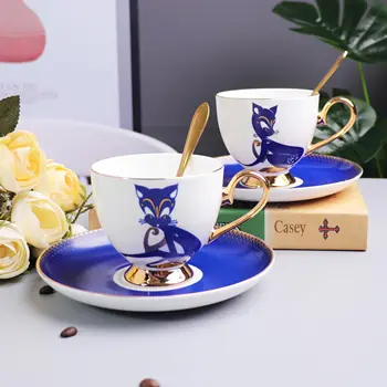 

coffee light luxury Bone China European style fashion set with lovers Coffee Cup hand painted gold personalized fashion milk cup