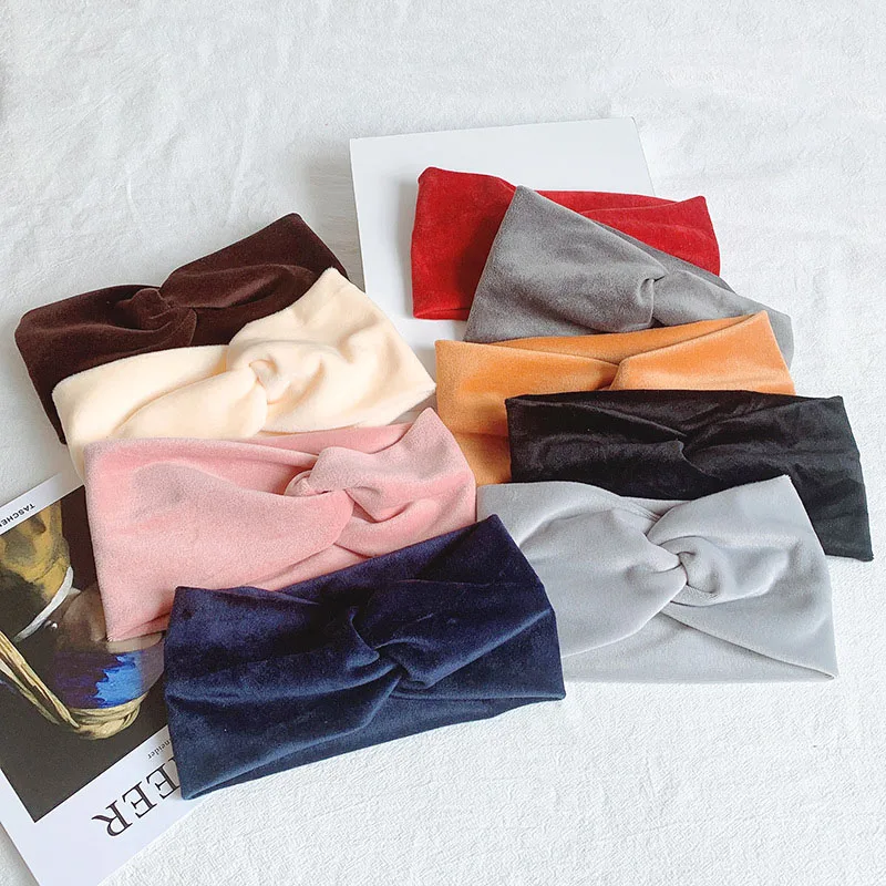 

Soft Cross Knot Velvet Headband Women Girls Winter Warmer Ear Turban Elastic Hairband Fashion Hair Accessories Warm Bandana