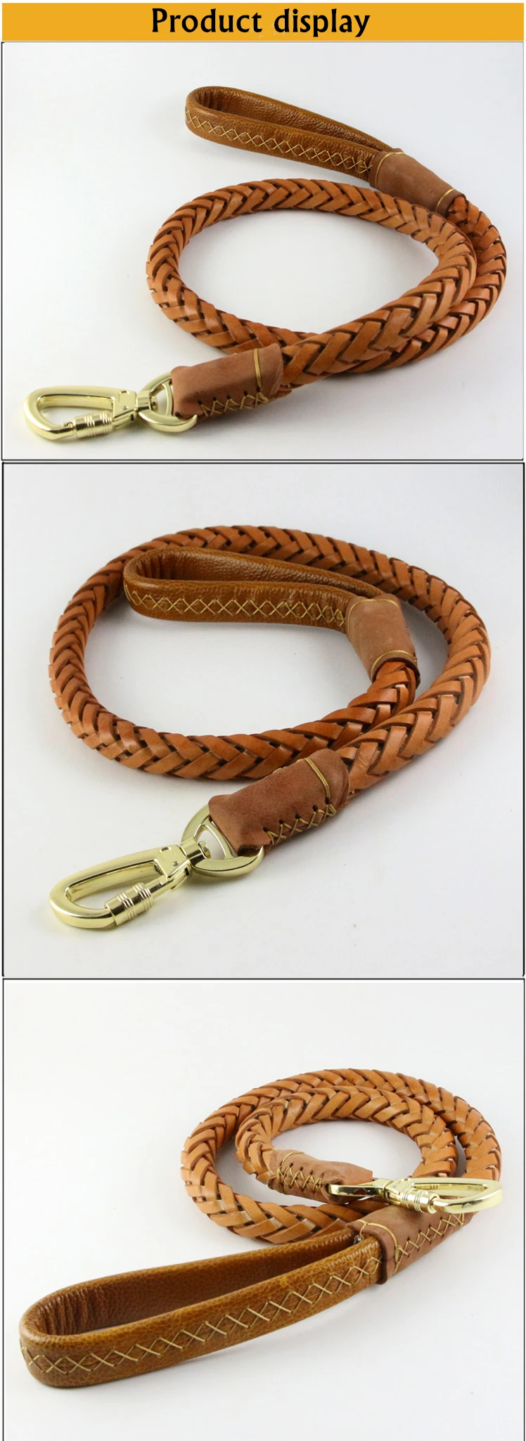 Rolled Leather Dog Leash For Small Medium Dogs Braided Leather Puppy Cat Pet Walking Leash Leads Brown Color 1.1M Long (2)