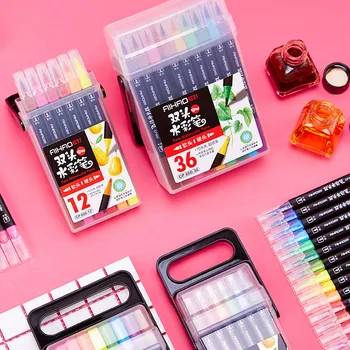 

12/18/24/36 Pcs Colors Art Markers Watercolor Brush Pen Dual Tip Brush Pens Sketch Drawing Painting Marker Pens Art Supplies