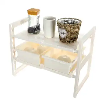 

Kitchen 2 Tiers Under Sink Shelf Retractable Storage Rack Holder Organizer Stand Drawer Drain Rack Home Kitchen Storage Tools