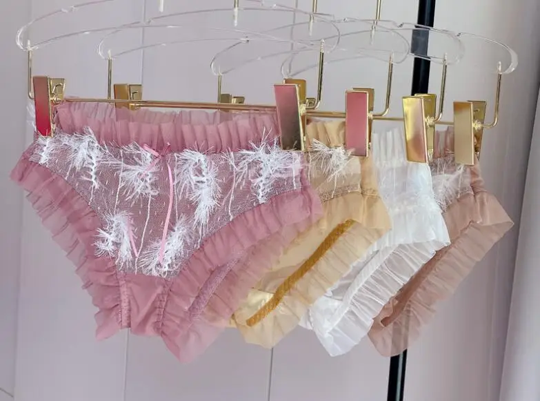 

2020 New 100% Real Photo M L XL 3L 5L Plus Big Size Lovely Cute Sexy Tassels Mesh Lace Panties Brief Knick