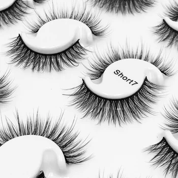 

NEW 12 pairs Short Natural Mink False Eyelashes Cross Dense Handmade Cotton Stalk Eye Lashes Make-up Mink Fake Eyelashes