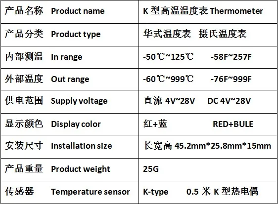 DC 4 V-28 V K-Тип регулятор температуры с термопарным термометр светодиодный цифровой Дисплей переключатель градусов Цельсия/Фаренгейта Температура Сенсор контроллер для промышленного