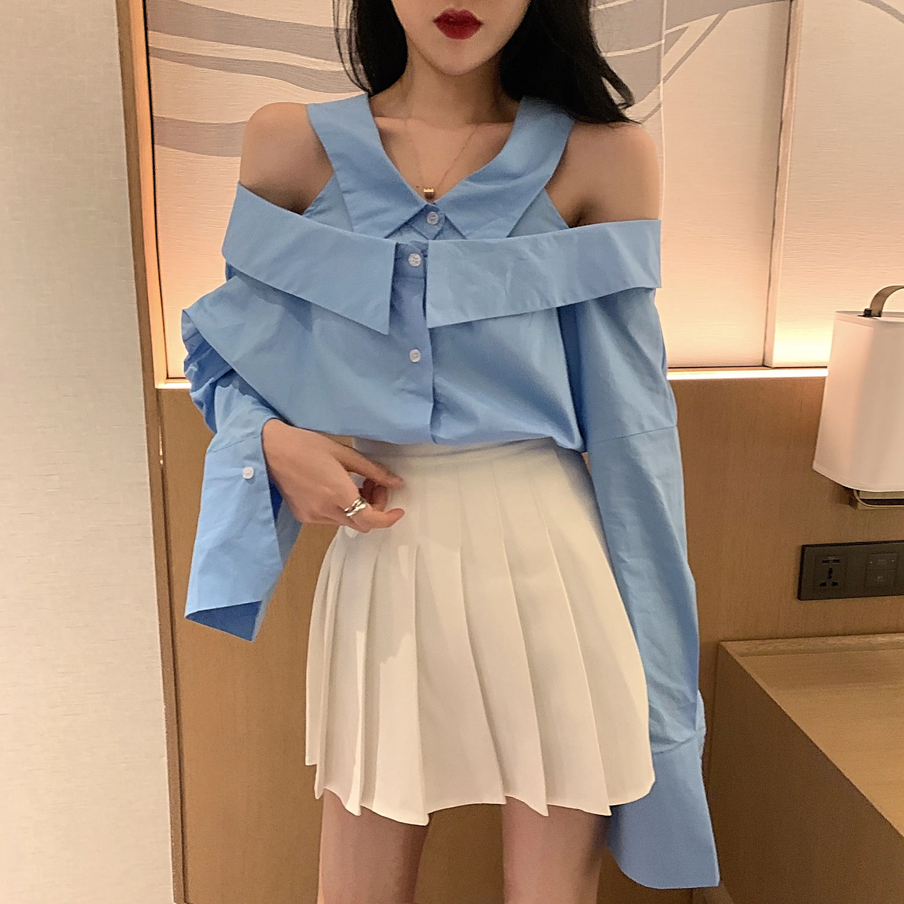 Женские блузки WHITNEY WANG весна 2020 модная уличная одежда Сексуальная Блузка с