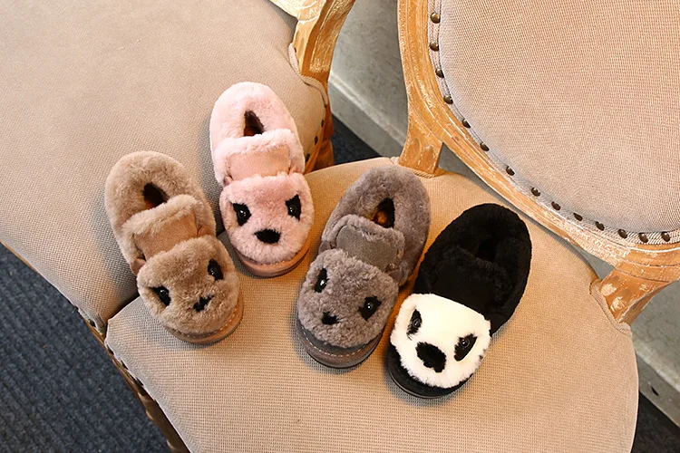 Winter Kids Snow Boots Baby Boys Genuine Leather Shoes Children Fur Boots Girls Black Brand Boots Fashion Warm Boots Soft New