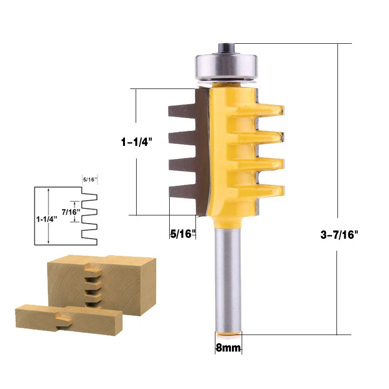 

8mm 1/2 1/4 Shank Rail Reversible Finger Joint Glue Router Bit Cone Tenon Woodwork Cutter Power Tools Wood Router Cutter