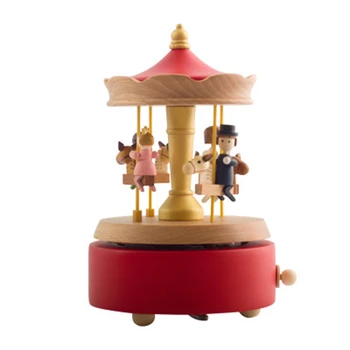 

Merry-Go-Round Musical Box Geometric Music Baby Room Decoration Gifts Unisex Wooden Christmas Horse Carousel Box