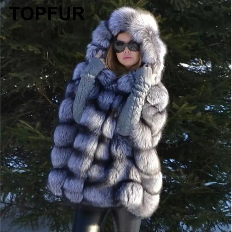 TOPFUR сплошной размера плюс мех чернобурки натуральный мех пальто зима натуральный мех накидка Роскошная Повседневная Пончо с рукавом летучая мышь женская меховая куртка
