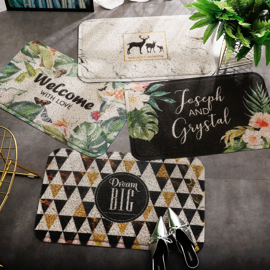 Скандинавский ветер в дверь с черным шелковым кольцом коврик, коврик, ванная комната, спальня, кухня, Противоскользящий коврик