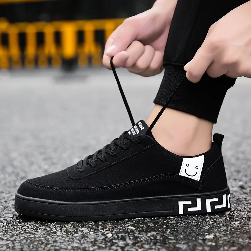 

Four Seasons Paragraph Korean-style Smiley Shoes MEN'S Casual Shoes Low Top Sports Versatile Teenager Trendy Shoes