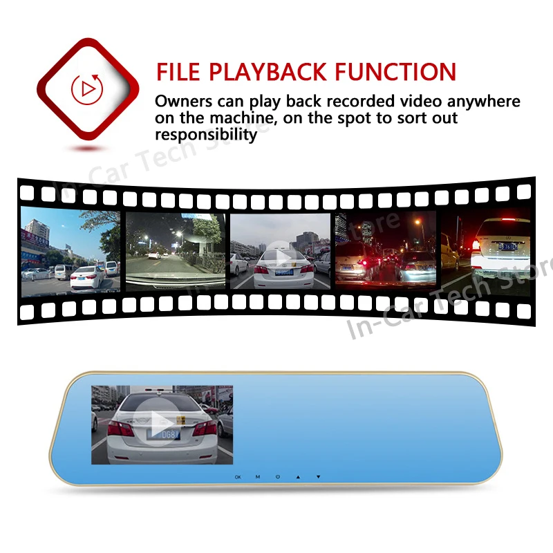 4.3- Inch Dash CAM Dual - Lens 1080P Rearview Mirror Dash CAM 9